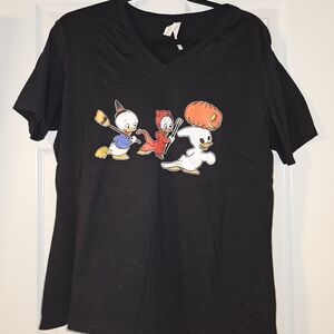 Women's Halloween Vneck with Hewey, Dewey and Louie